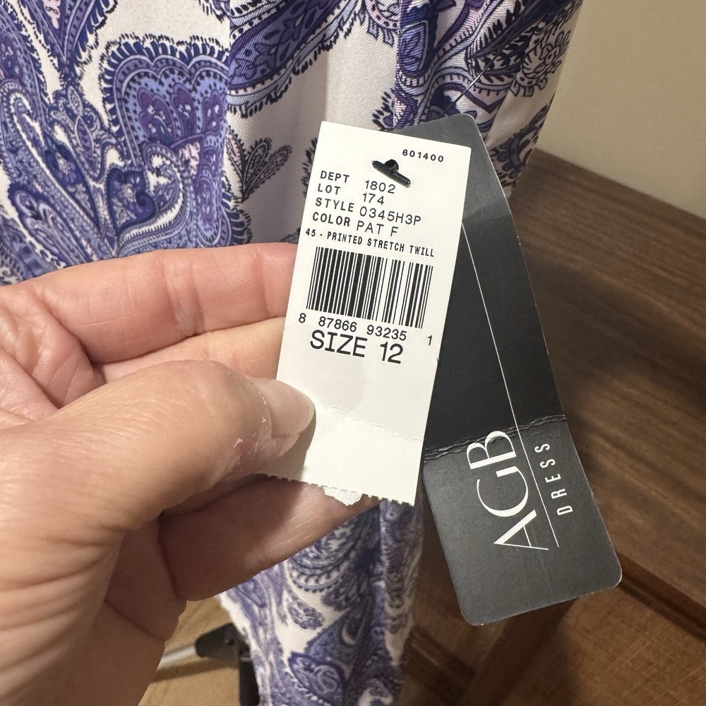 NWT Purple Paisley Sheath Dress Size 12 Preppy Boho Coastal 90s Resort Workwear - Picture 4 of 8